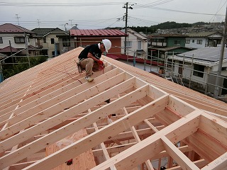 建て方工事（大型パネル）太白区K様邸（平屋）